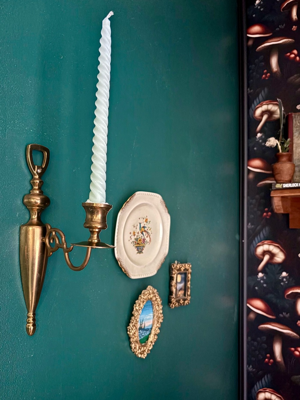 Brass Wall Sconce Candle Holder Dark Academia and Victorian Style